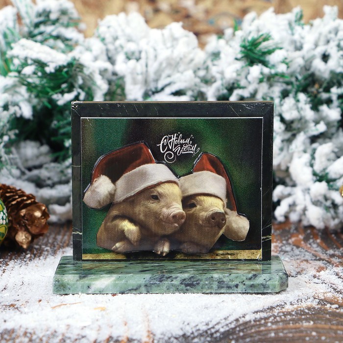 Панорама объёмная "Новогодняя. С поросёнком", 10х10х5 см