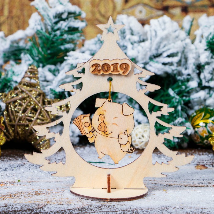 Заготовка для творчества "Ёлка №3 с поросёнком Кабачком"