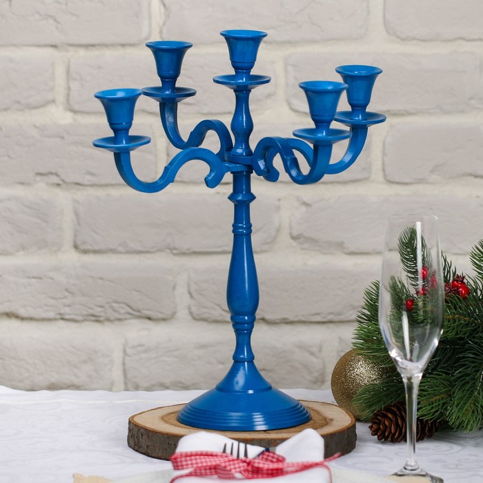 Канделябр &quot;Волны&quot; на 5 свечей, цв.морск.волны, 31 х 31 х 36 см