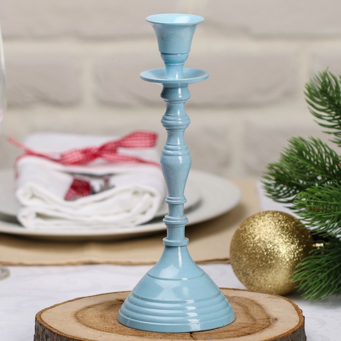 Подсвечник &quot;Античность&quot; на 1 свечу, цв.бирюза, 9 х 9 х 23 см