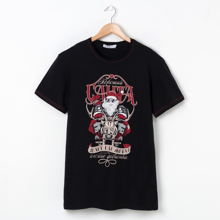 Футболка мужская KAFTAN "Хороший Санта" р-р XL (52), чёрный