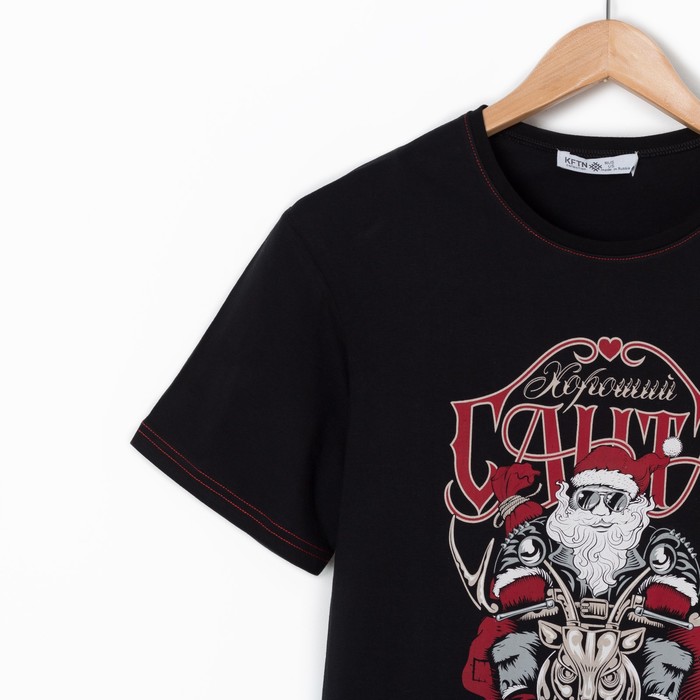 Футболка мужская KAFTAN "Хороший Санта" р-р 3XL (56), чёрный
