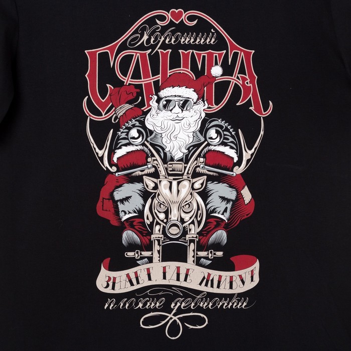 Футболка мужская KAFTAN "Хороший Санта" р-р 3XL (56), чёрный