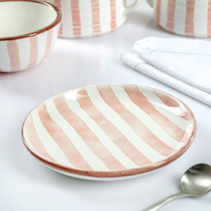 Тарелка 15 см "Страйп розовый"