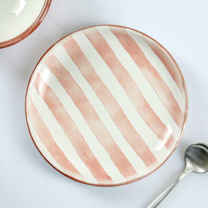 Тарелка 15 см "Страйп розовый"