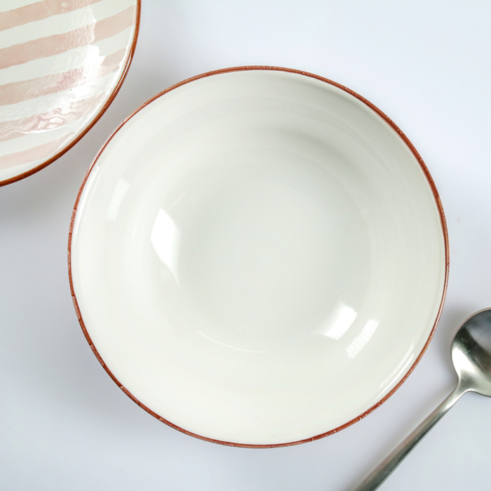 Тарелка глубокая 20 см "Страйп розовый", 500 мл