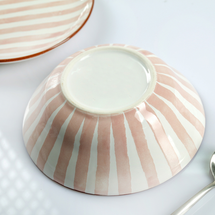 Тарелка глубокая 20 см "Страйп розовый", 500 мл