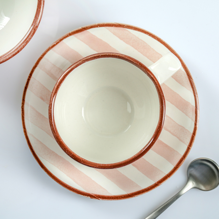 Чайная пара 200 мл "Страйп розовый"