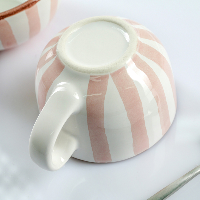 Чайная пара 200 мл "Страйп розовый"