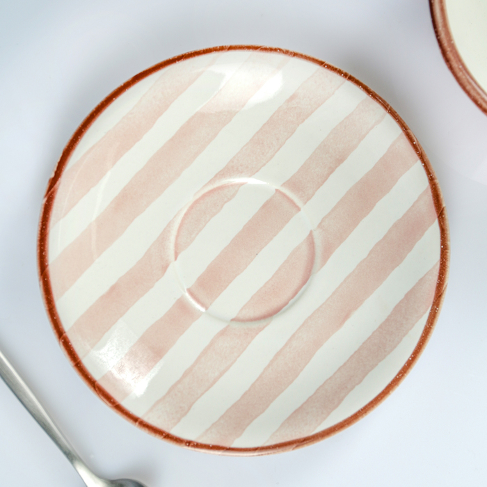 Чайная пара 200 мл "Страйп розовый"