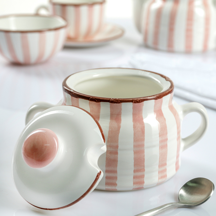 Сахарница 500 мл "Страйп розовый"