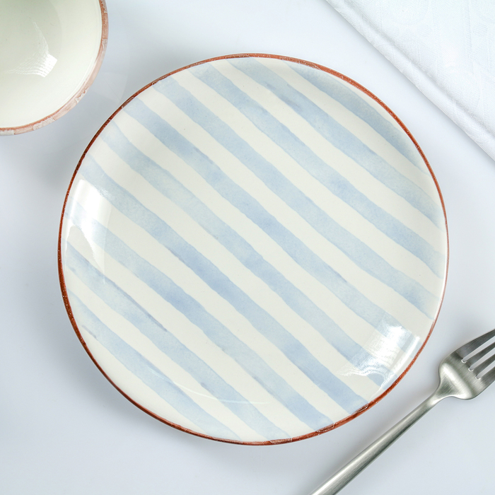 Тарелка 21 см "Страйп синий"