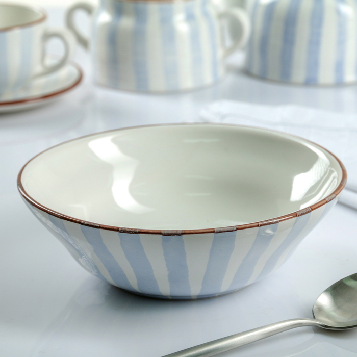 Тарелка глубокая 20 см "Страйп синий", 500 мл