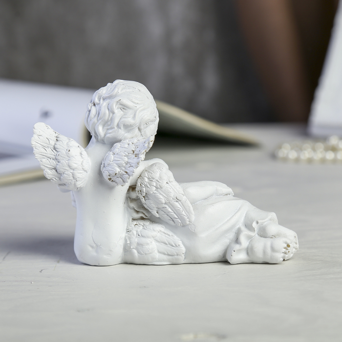 Сувенир полистоун "Два белоснежных ангела - убаюкивание" 9х13х7,5 см