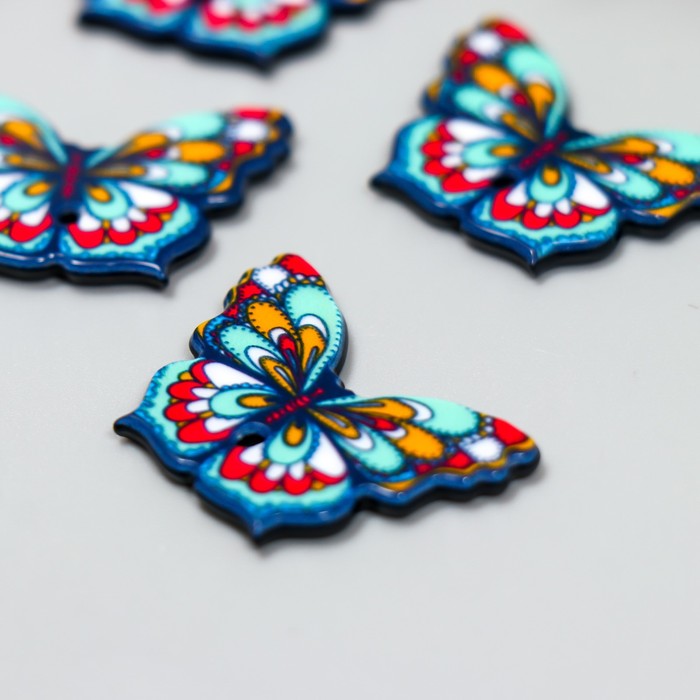 Декор пластик &quot;Яркая бабочка&quot; фасовка 6 шт 3,1х2 см