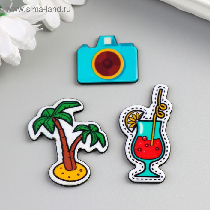 фото Декор пластик "каникулы" набор 3 шт 3,4х3 см арт узор