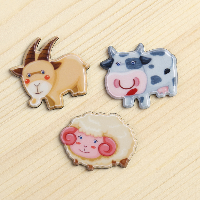 Декор пластик &quot;Домашние животные&quot; набор 3 шт 2,4х2,2 см