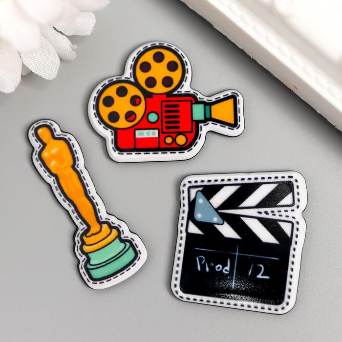 Декор пластик &quot;Кино&quot; набор 3 шт 3,5х1,3 см