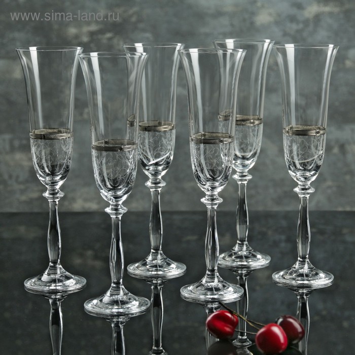 Набор бокалов для шампанского Bohemia Crystal «Анжела», 190 мл, 6 шт набор бокалов crystal bohemia pinwheel 220 мл 6 шт