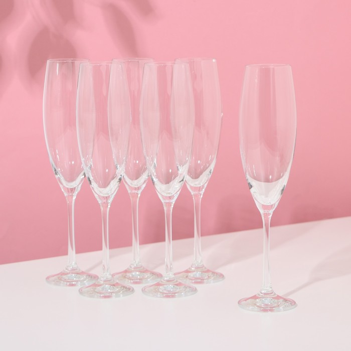 Набор бокалов для шампанского Bohemia Crystal «София», 230 мл, 6 шт набор бокалов crystal bohemia pinwheel 220 мл 6 шт