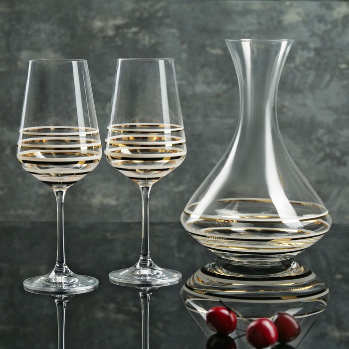 Набор для вина "Сандра", 3 предмета: декантер 1,5 л, 2 бокала 450 мл