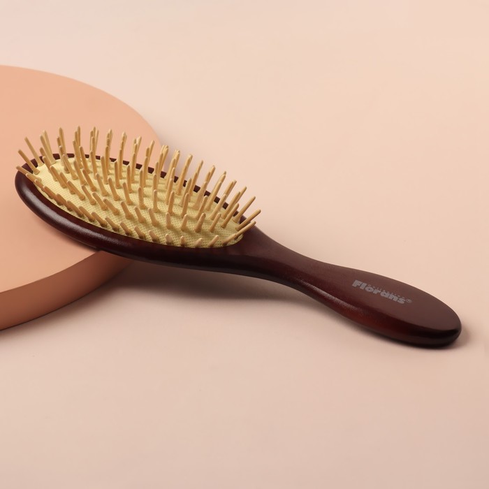 Расчёска массажная, овальная, деревянная