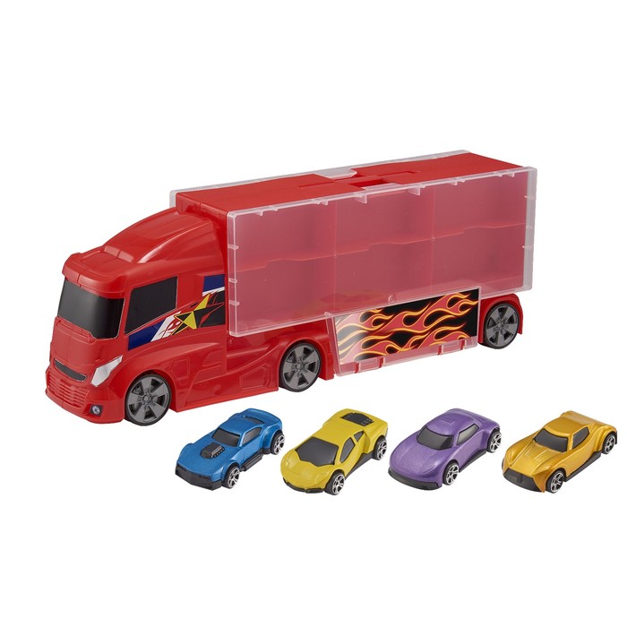 Грузовик- гараж для хранения, 4 машинки в комплекте