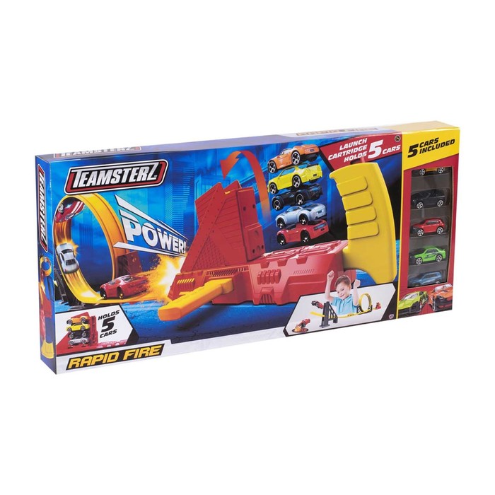 Игрушка Teamsterz "Трек-обжигающая скорость", мертвая петля, трамплин, пять машинок