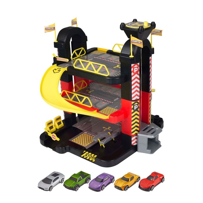Игрушка "Трёхуровневый гараж", с пятью машинками