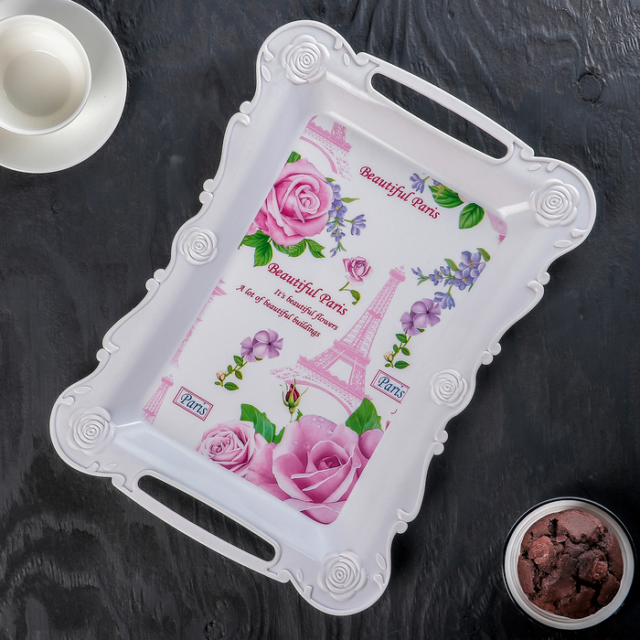 Поднос прямоугольный 37,5х27,5х2,5 см "Летний сад", цвета МИКС