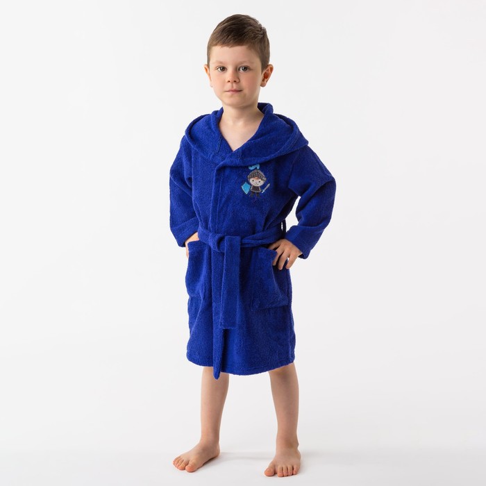 Халат махровый детский Рыцарь, размер 32, цвет синий, 340 г/м² хл. 100% с AIRO