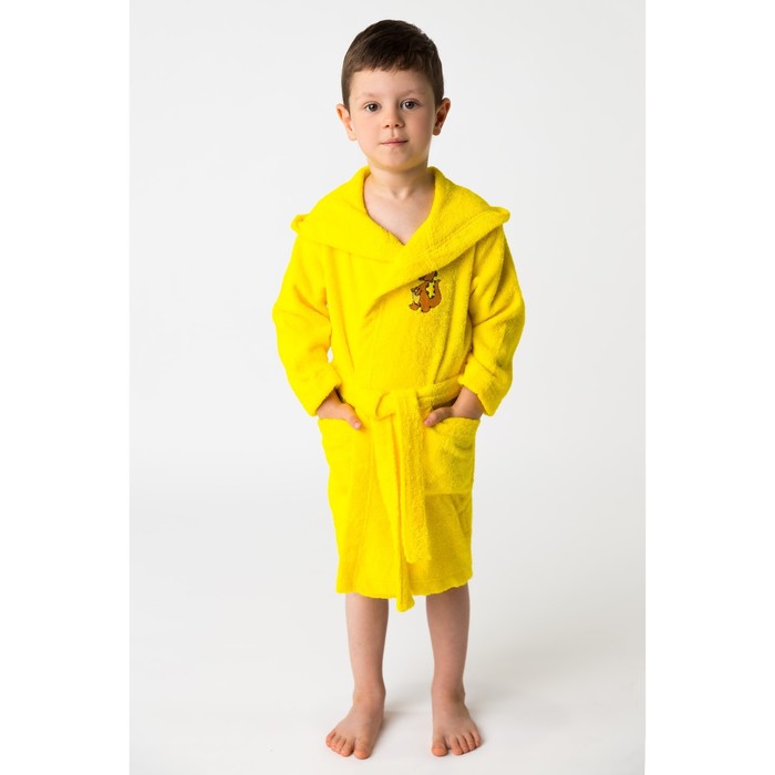 Халат махровый детский Динозаврик, размер 28, цвет жёлтый, 340 г/м² хл. 100% с AIRO