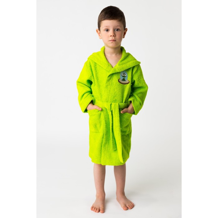 Халат махровый детский Пришелец, размер 32, цвет салатовый, 340 г/м² хл. 100% с AIRO