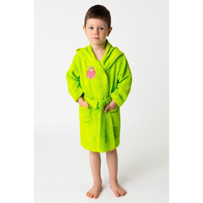Халат махровый детский Мишутка, размер 32, цвет салатовый, 340 г/м² хл. 100% с AIRO