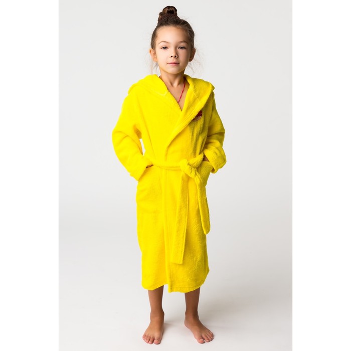 Халат махровый детский Пончик, размер 34, цвет жёлтый, 340 г/м² хл. 100% с AIRO