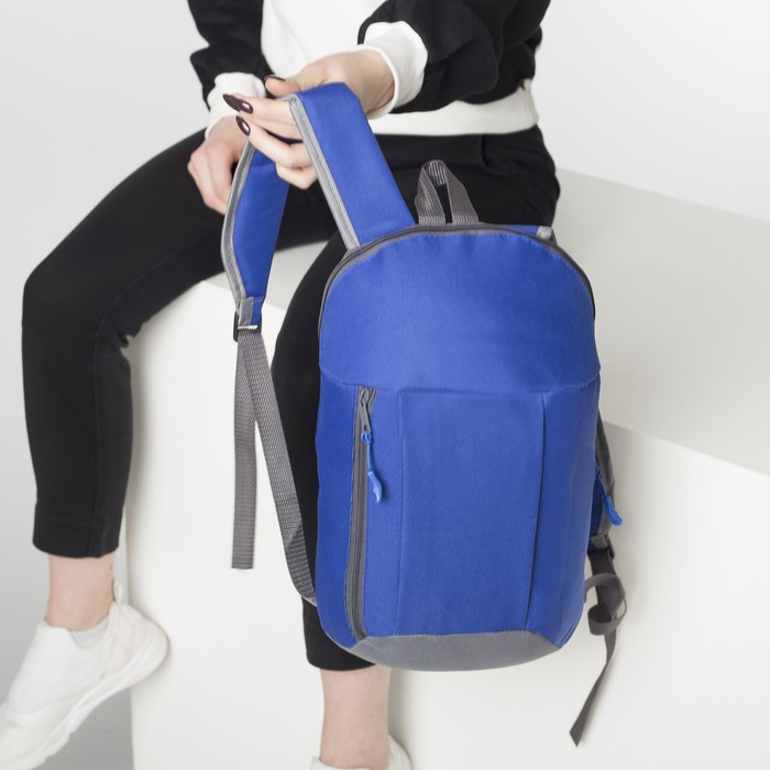 Рюкзак молод "СПОРТ-1", 25*16*40, отдел на молнии, 2н/кармана, синий/серый