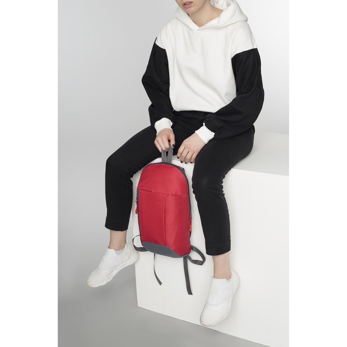 Рюкзак молод "СПОРТ-1", 25*16*40, отдел на молнии, 2н/кармана, красный/серый