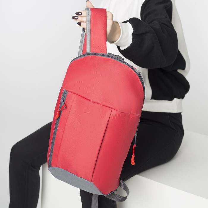 Рюкзак молод "СПОРТ-1", 25*16*40, отдел на молнии, 2н/кармана, красный/серый