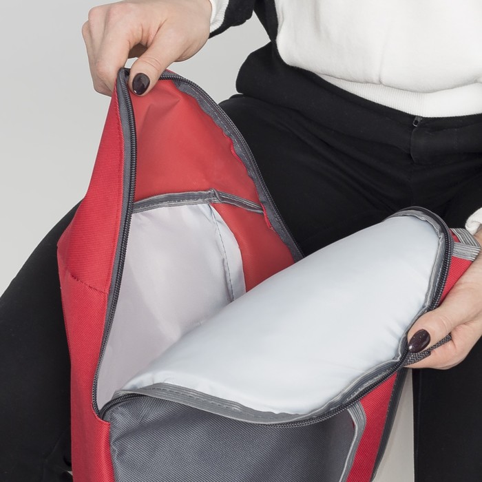 Рюкзак молод "СПОРТ-1", 25*16*40, отдел на молнии, 2н/кармана, красный/серый