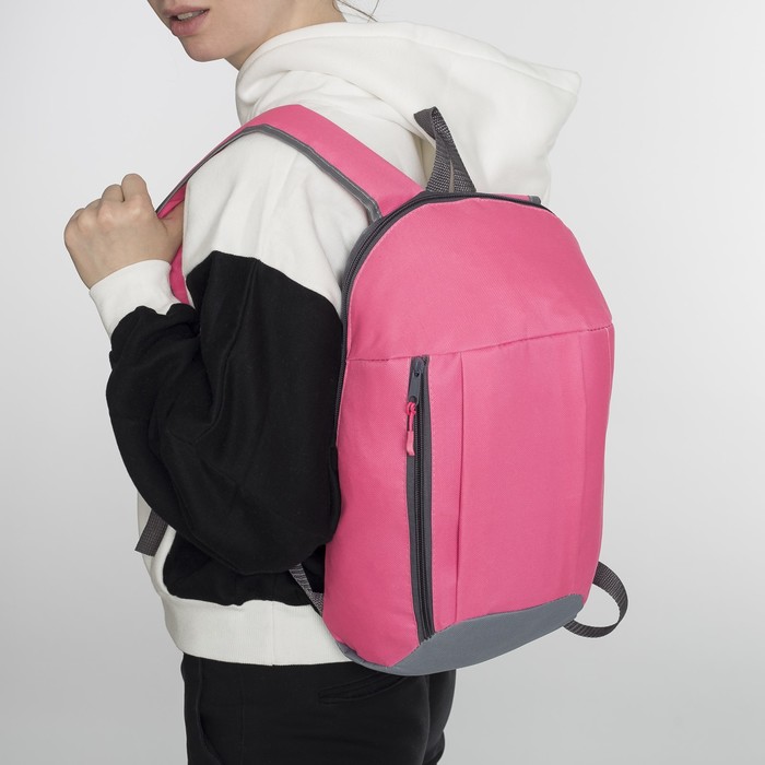 Рюкзак молод &quot;СПОРТ-1&quot;, 25*16*40, отдел на молнии, 2н/кармана, розовый/серый