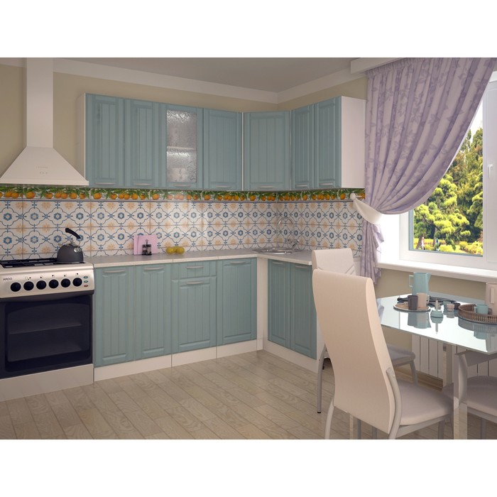 Кухонный гарнитур угловой 2000х1400, 2000х453х2170, Тополь скай прованс