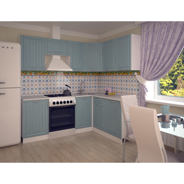 Кухонный гарнитур угловой 2100х1600, 2100х453х2170, Тополь скай прованс