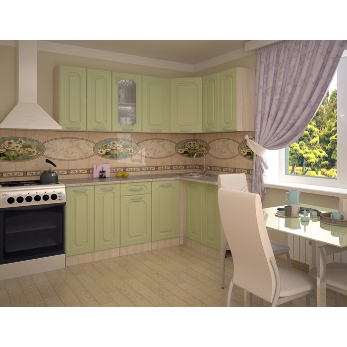 Кухонный гарнитур угловой 2000х1400, 2000х453х2170, Венге фисташка сорренто