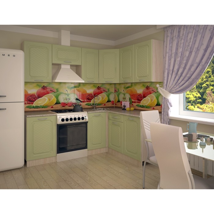 Кухонный гарнитур угловой 2100х1600, 2100х453х2170, Венге фисташка сорренто