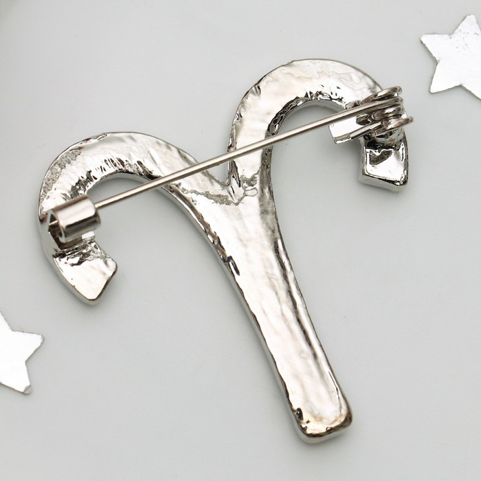 Брошь "Знаки зодиака" овен, цвет белый в серебре