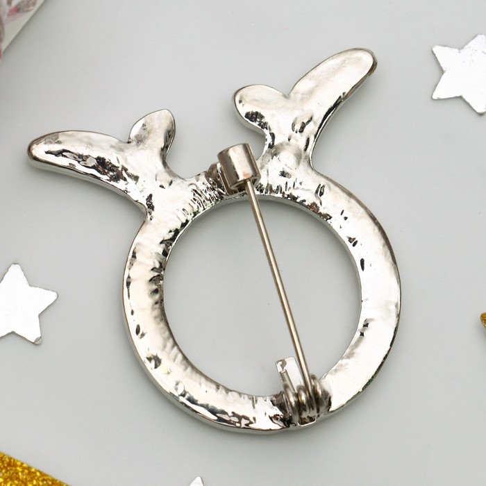 Брошь "Знаки зодиака" телец, цвет белый в серебре