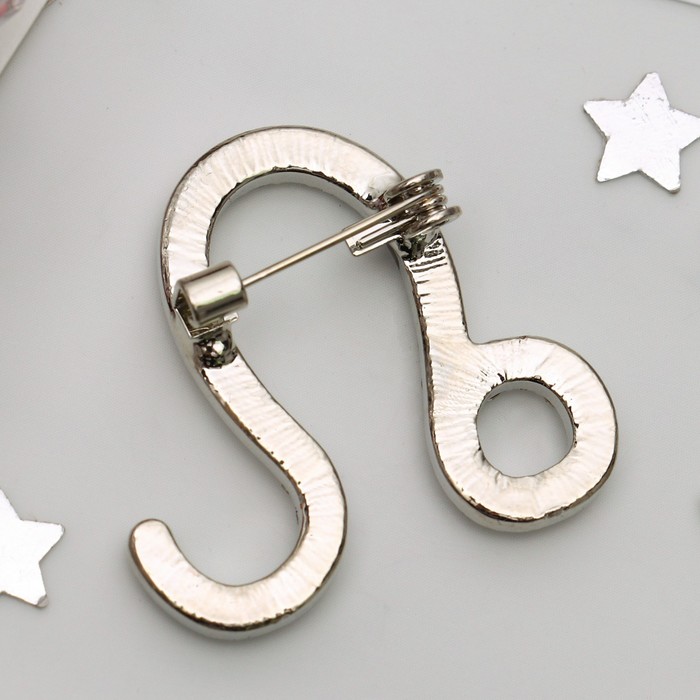 Брошь "Знаки зодиака" лев, цвет белый в серебре