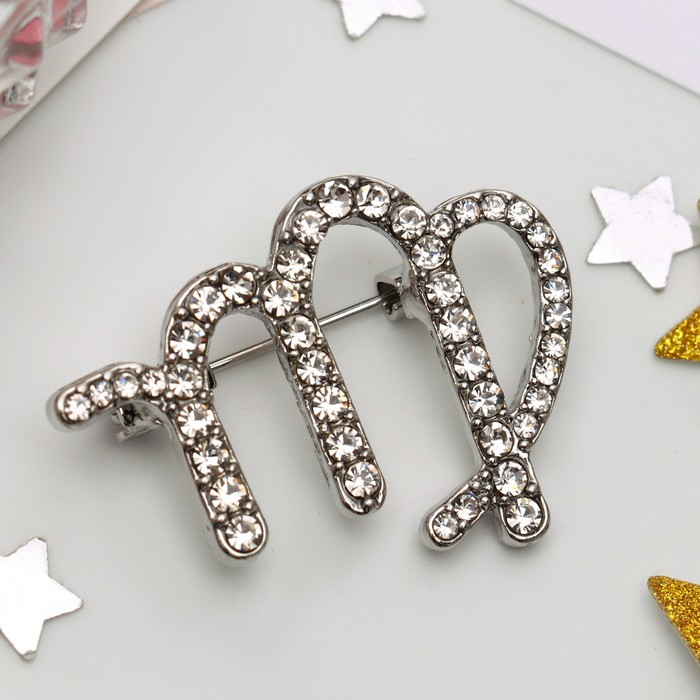 Брошь "Знаки зодиака" дева, цвет белый в серебре