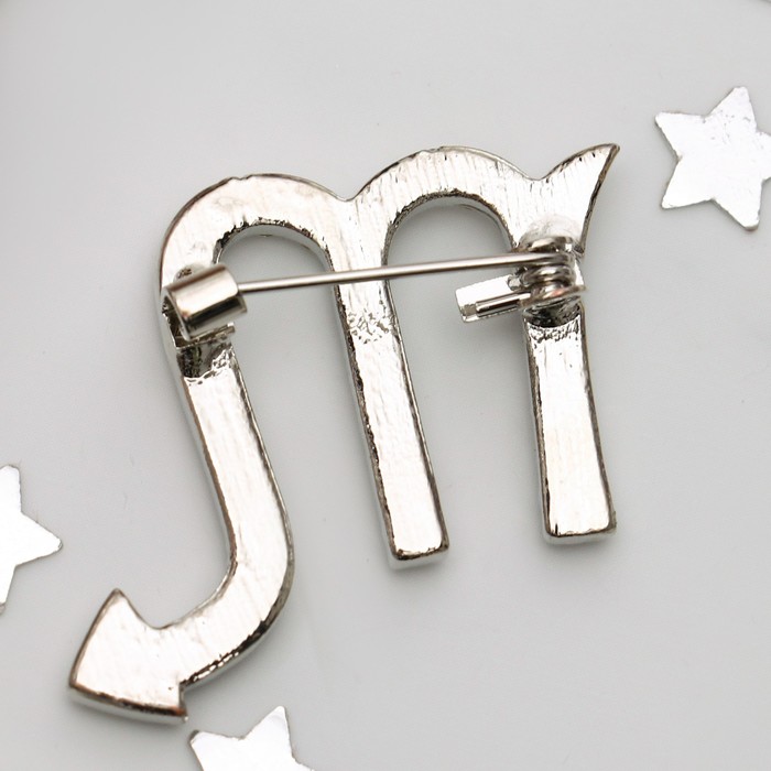 Брошь "Знаки зодиака" скорпион, цвет белый в серебре