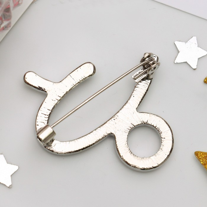 Брошь "Знаки зодиака" козерог, цвет белый в серебре